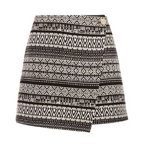 Alice + Olivia Renna Button Front Skirt in Black/White